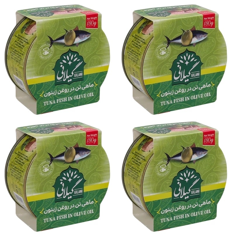 کنسرو ماهی تن در روغن زیتون گیلانی -180 گرم بسته 4 عددی